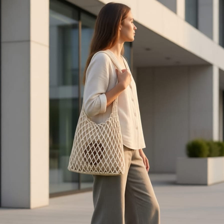 BOLSO MARFIL TEJIDO 1225  con funda interna OUTFIT