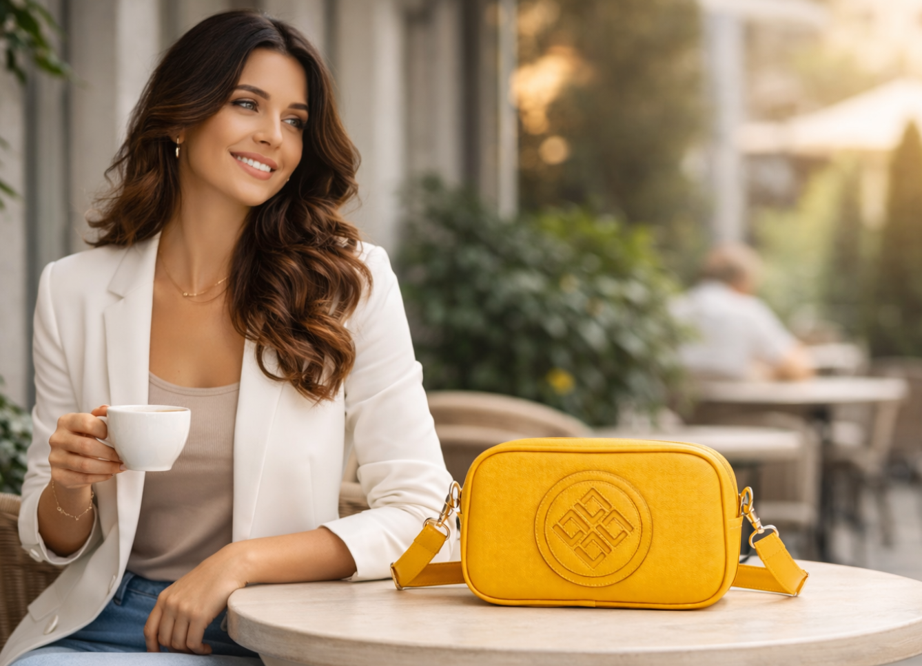 Bolso abby amarillo vursse mujer en uso